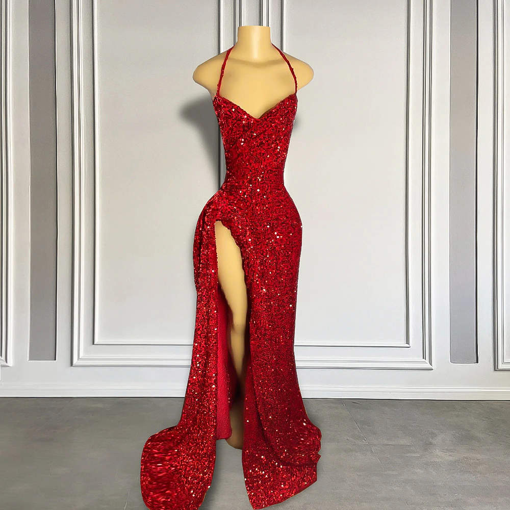 Red tight sparkly prom 2025 dress