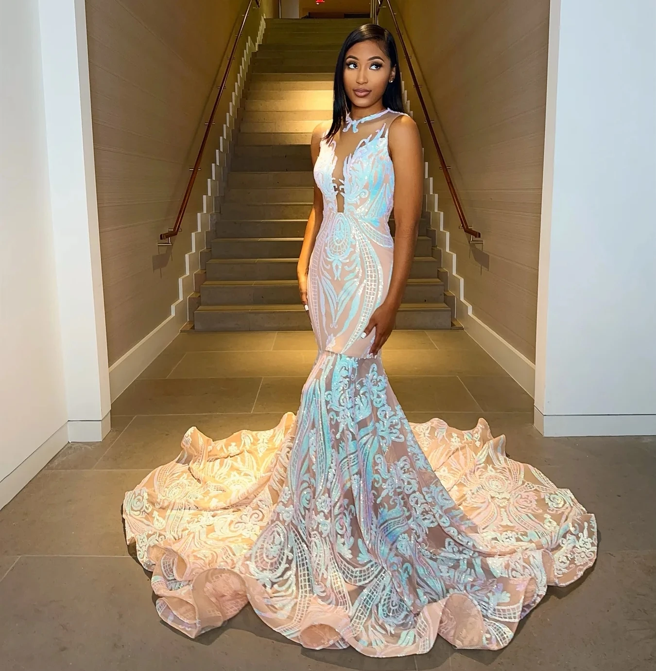 Sheer clearance champagne dress