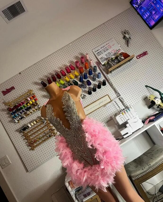 Pink Ostrich Feather Short Prom Homecoming Dresses Luxury Diamond Crystal Birthday Party Gown