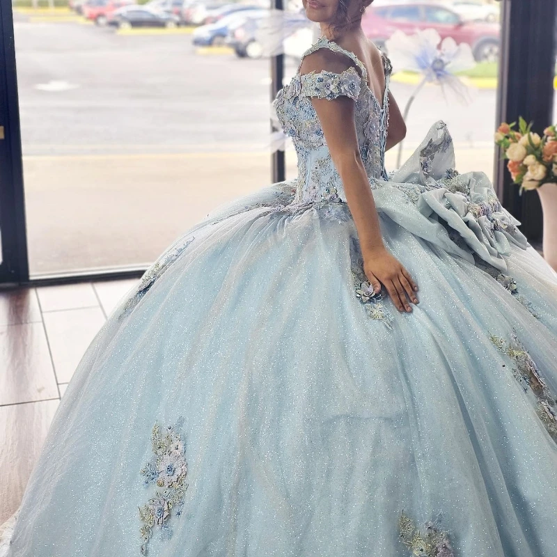 Sky Blue Quinceanera Dresses Sweet 15 16 Birthday Party Gown