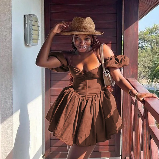 Puff Sleeve Mini Dress Lady Sexy Party Bodycon Evening Dresses Women Summer Clothes Elegant Luxury Birthday Club Dresses