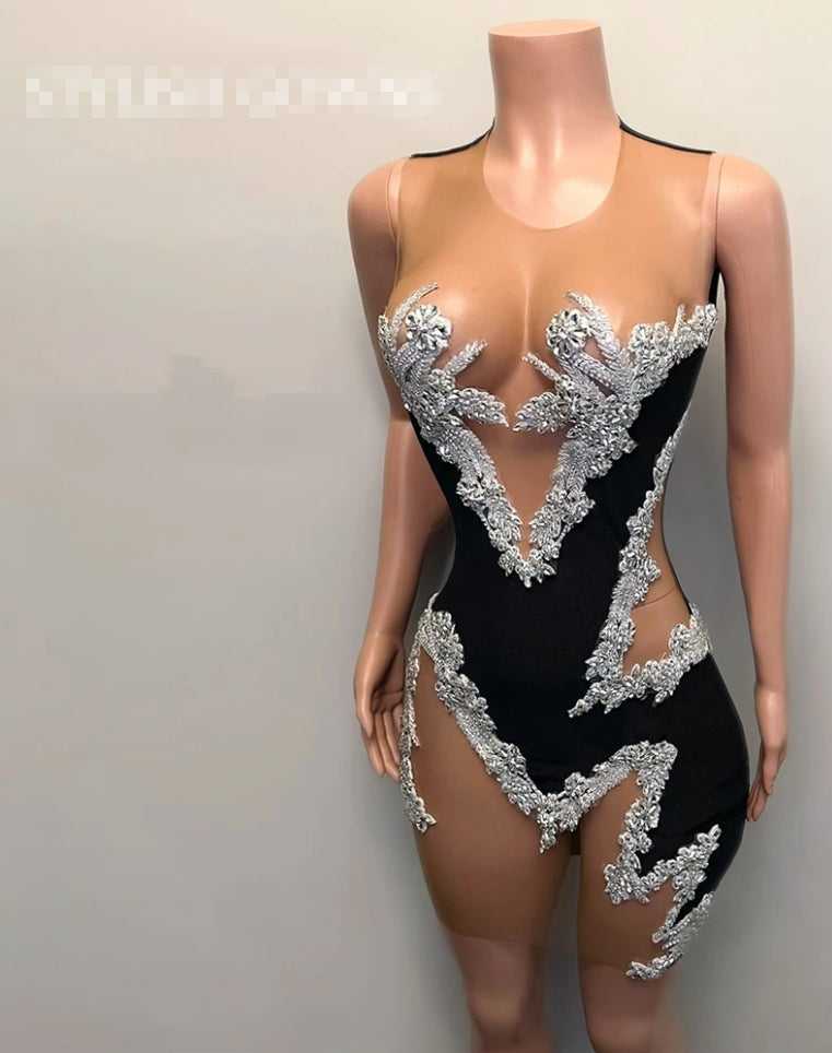 Sexy Short Prom Dress For Black Girls Beaded Crystal Birthday Party Gowns Mermaid Mini Cocktail