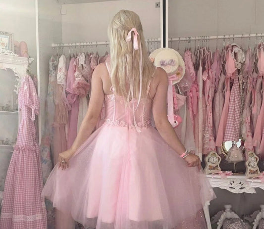 Fairy Princess Pink Prom Dresses Sweetheart Appliques 3D Flowers Tulle Knee Length Women Evening Gowns Wedding Party