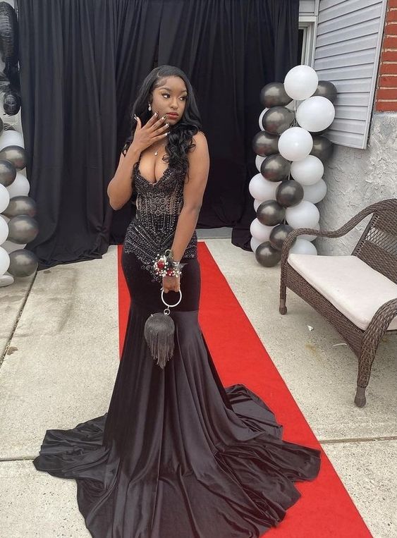 Mermaid Long Black Prom Dresses Party Dress Flora Dress — free download