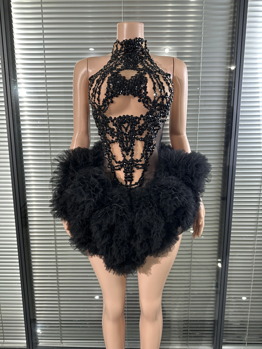 Lace Diamond Sexy Birthday Party Dress Women Evening Party Stage Celebrate Nightclub Cocktail Party