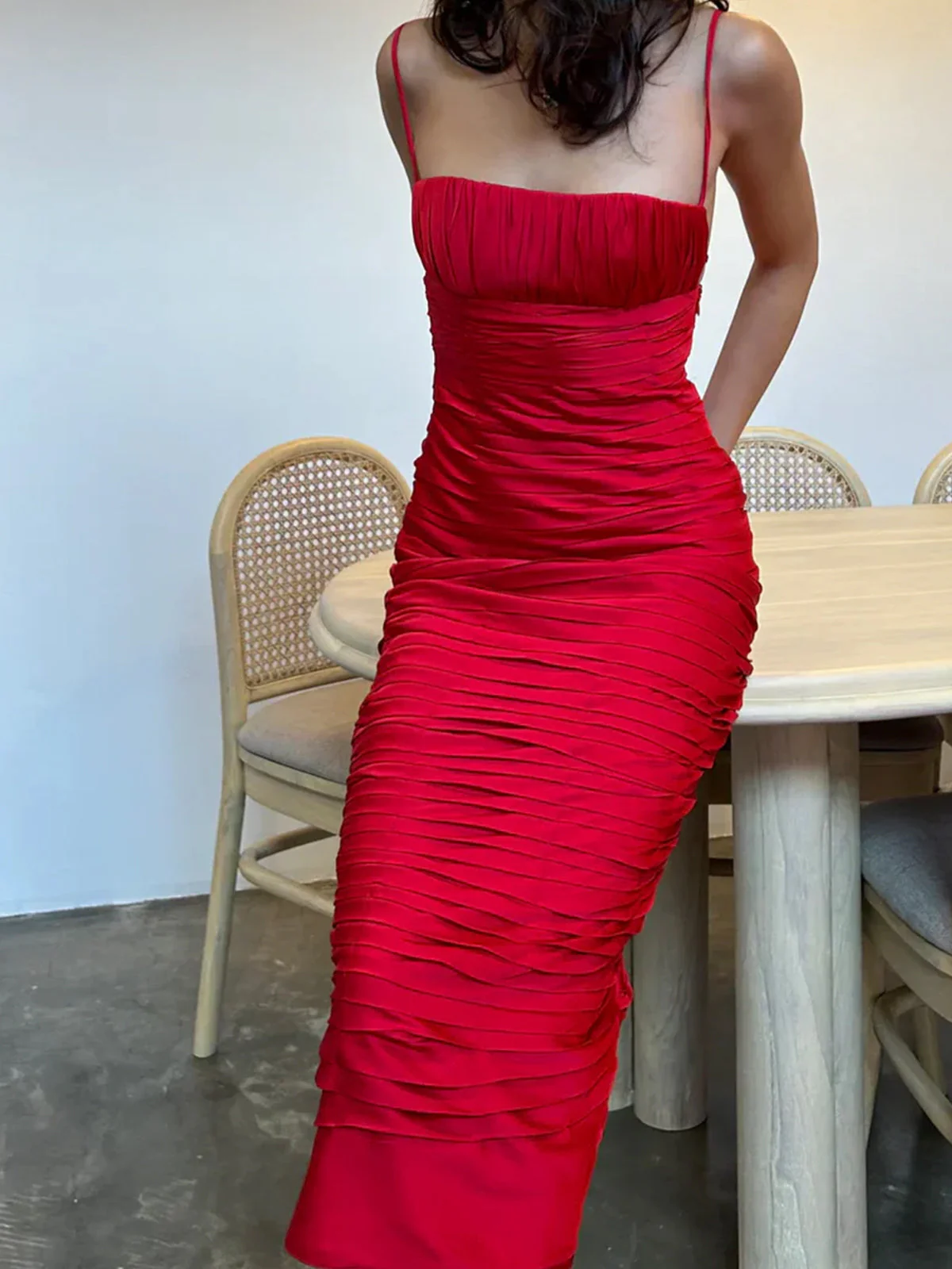 Mermaid Spaghetti Straps Floor Length Sleeveless Pink Prom Dress