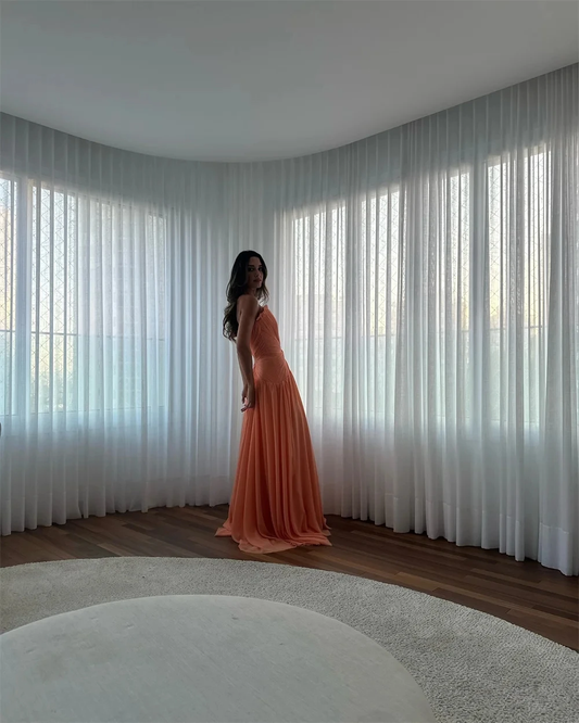 Pink Strapless Chiffon Long Bespoke Occasion Gown Evening Dresses Prom Pastrol Unisex Jersey Retro Dubai Saudi Arabic Customized