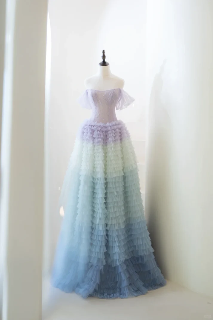 Princess Ball Gown Off The Shoulder Short Sleeves With Lace Tops For Women Party Dress Formal Prom Dresses 22th Birthday Outfits