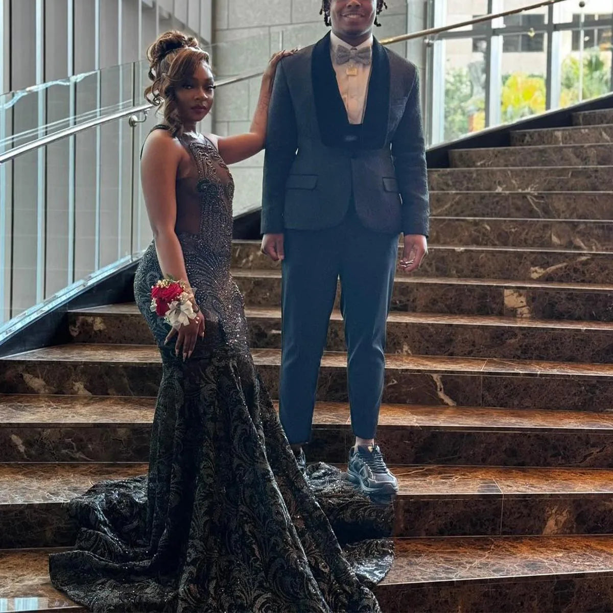 Sparkly Long Mermaid Prom Dress Customized Beads Crystal Rhinestones Party Dress Birthday Wedding Reception Robe De Bal