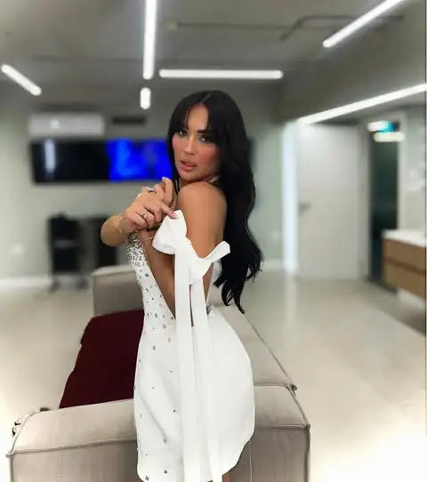 White Short Party Dresses Luxury Rhinestones Chic Women Formal Occasion Dress Girls Homecoming Gown