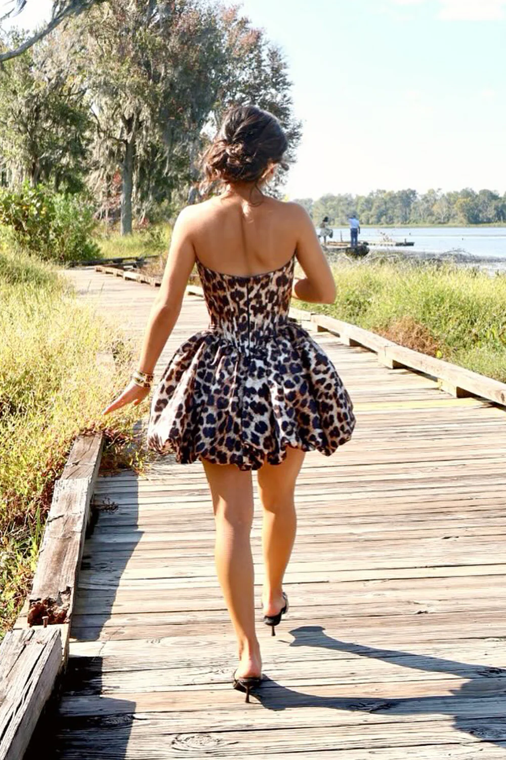 Sexy Sweetheart Leopard Print Short Homecoming Dress with Appliques