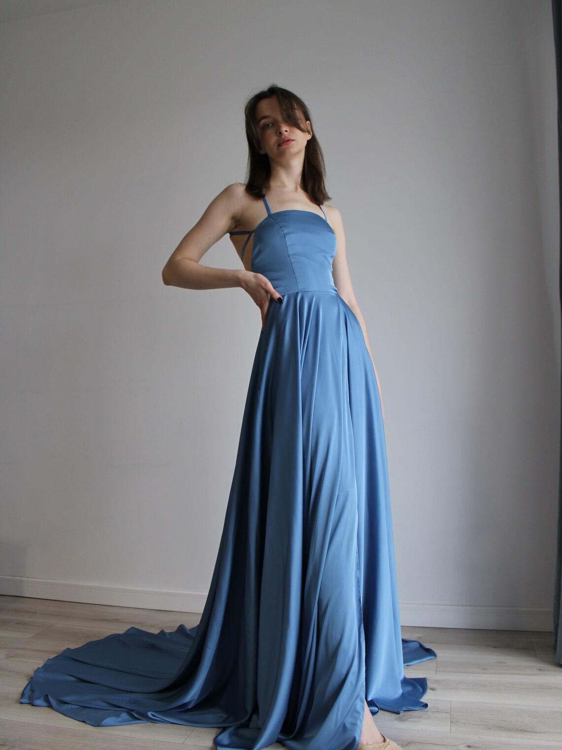 Simple bridesmaid dress Simple wedding maxi dress with a slit Maxi prom gown with train Simple prom dress Maxi fairy dress Backless dress