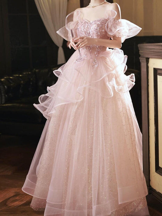 Prom Dress Pink,Pricness Dress,Fairy Ball Dress,Wedding Party Dress,Evening Party Dress,Graduation Bridesmaid Dress,Cocktail Dress,Dresses