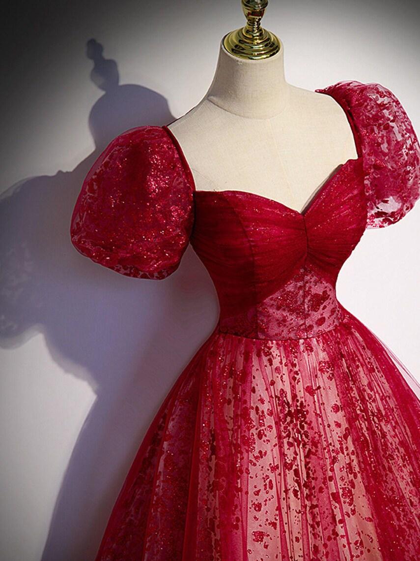 Fantasy Red Princess Prom Dress,Evening Gowns,Graduation Bridesmaid Dress,Cocktail Dress,Fairy Gown,Elegant Party Dress,Wedding Party Dress