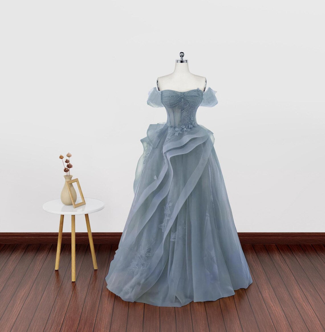 Off the Shoulder Green Blue Beaded Long Prom Dresses, Off Shoulder Green Blue Formal Evening Dresses