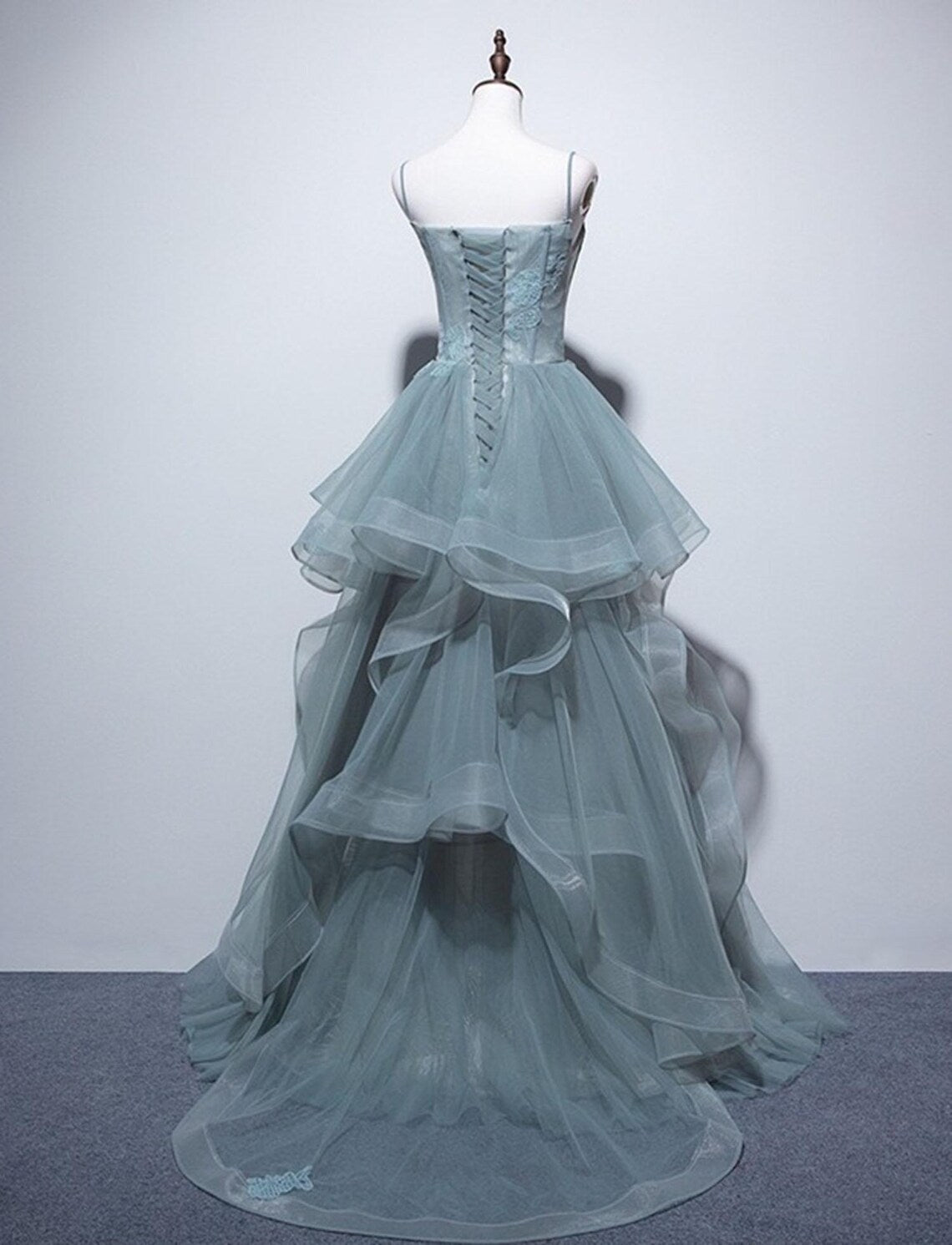 Elegant Green Tulle Prom Dress,Fairy Long Prom Gown,Green Straps Prom Dress,Graduation Dress,Evening Party Dress,Green Ball Gown Custom Fee