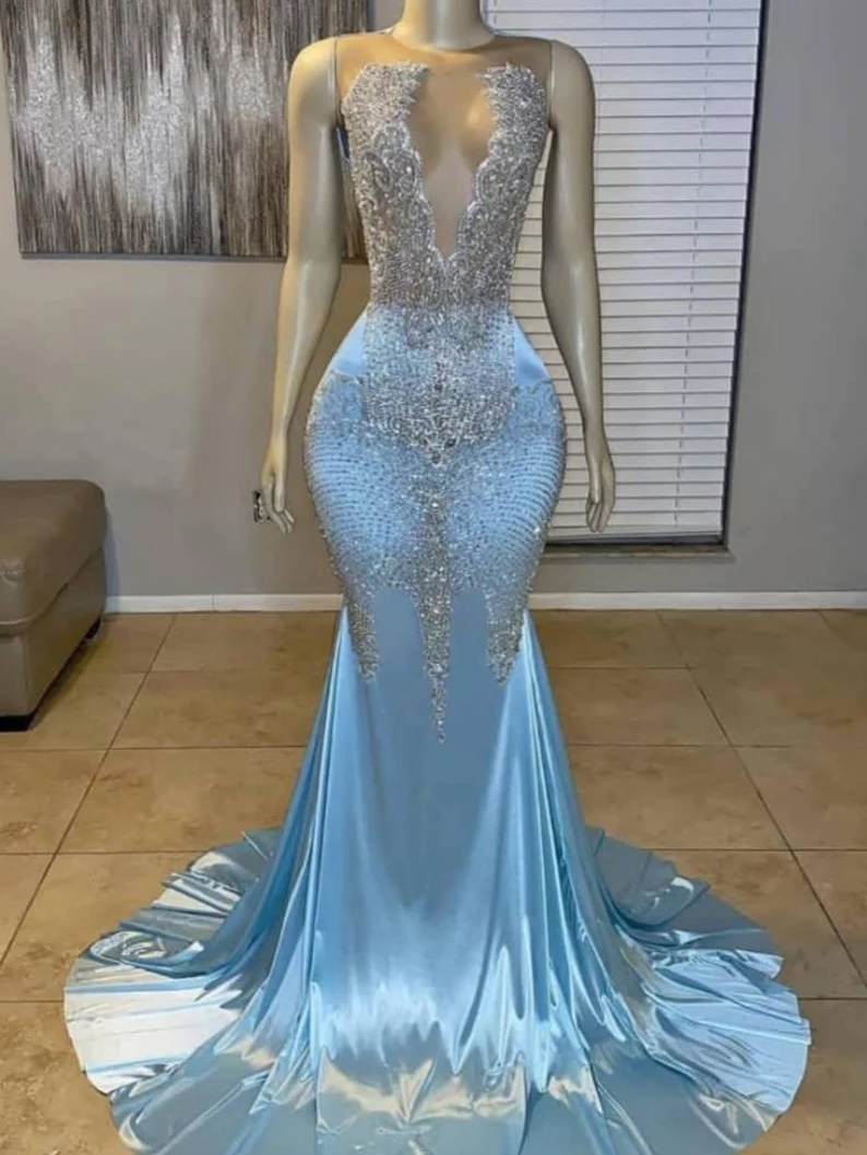Blue mermaid prom dress,(available in colours),prom gowns bridal dresses,African prom dress,bridesmaids dresses,engagement gown,party wear