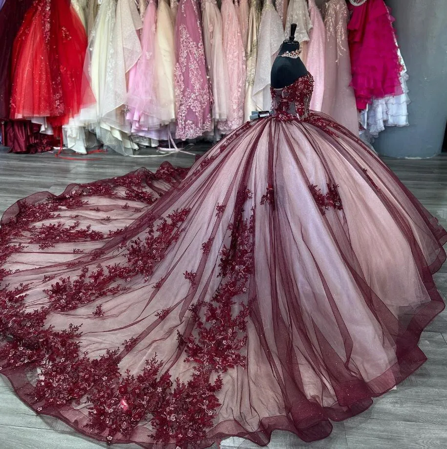 Vestidos de discount 15 años burgundy