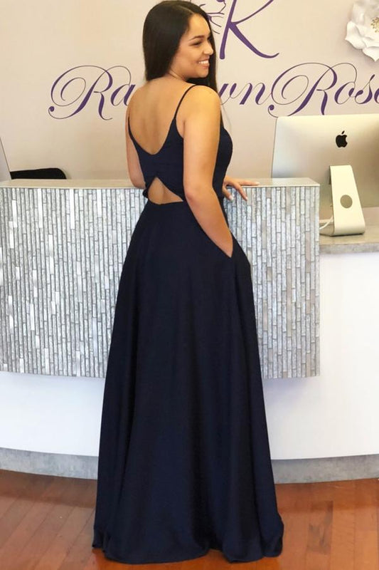 Navy Simple Prom Dresses, Evening Dress, Formal Dress, Dance Dresses, Graduation School Party Gown,