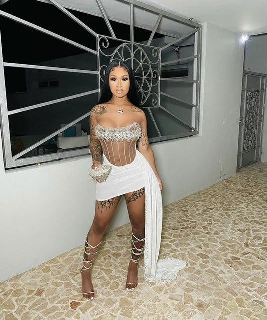 Black Girl Sexy White Sparkly Homecoming Dresses