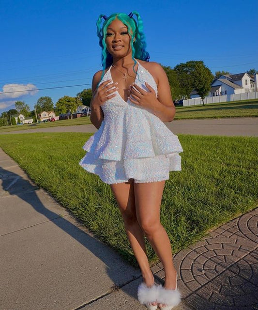 Halter Neckline Short Homecoming Dress Sequins Party Dress New Arrival Party Dress