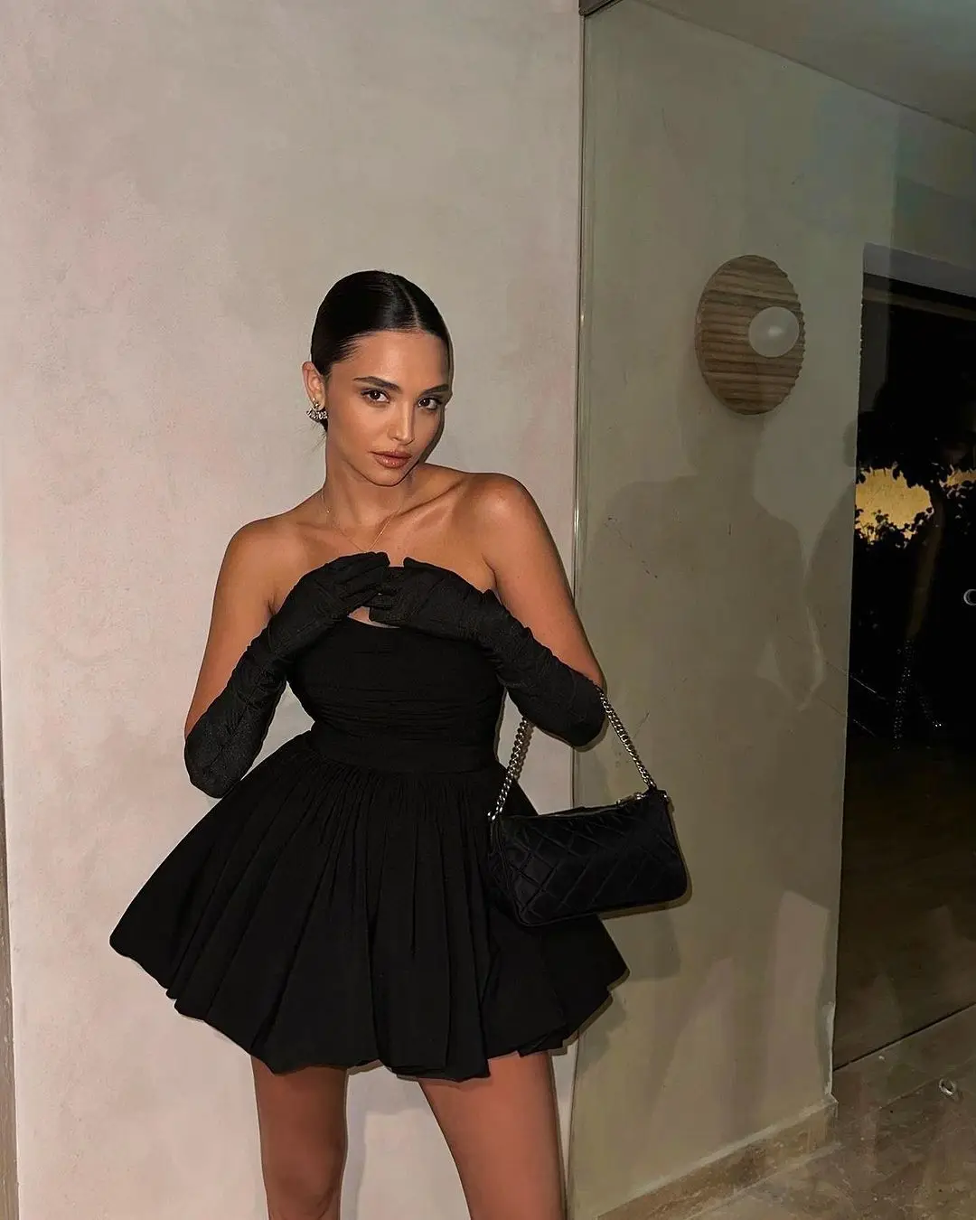 New Sexy Nightclub Birthday Party Dress Sweet Tube Top Short Skirt Hepburn Style Pleated Black Dress