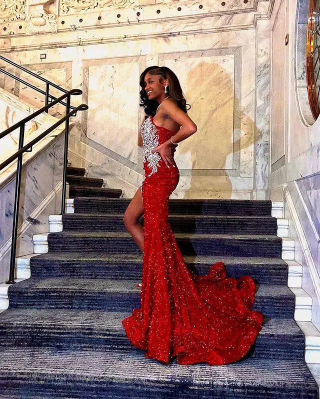 Red african prom 2024 dress