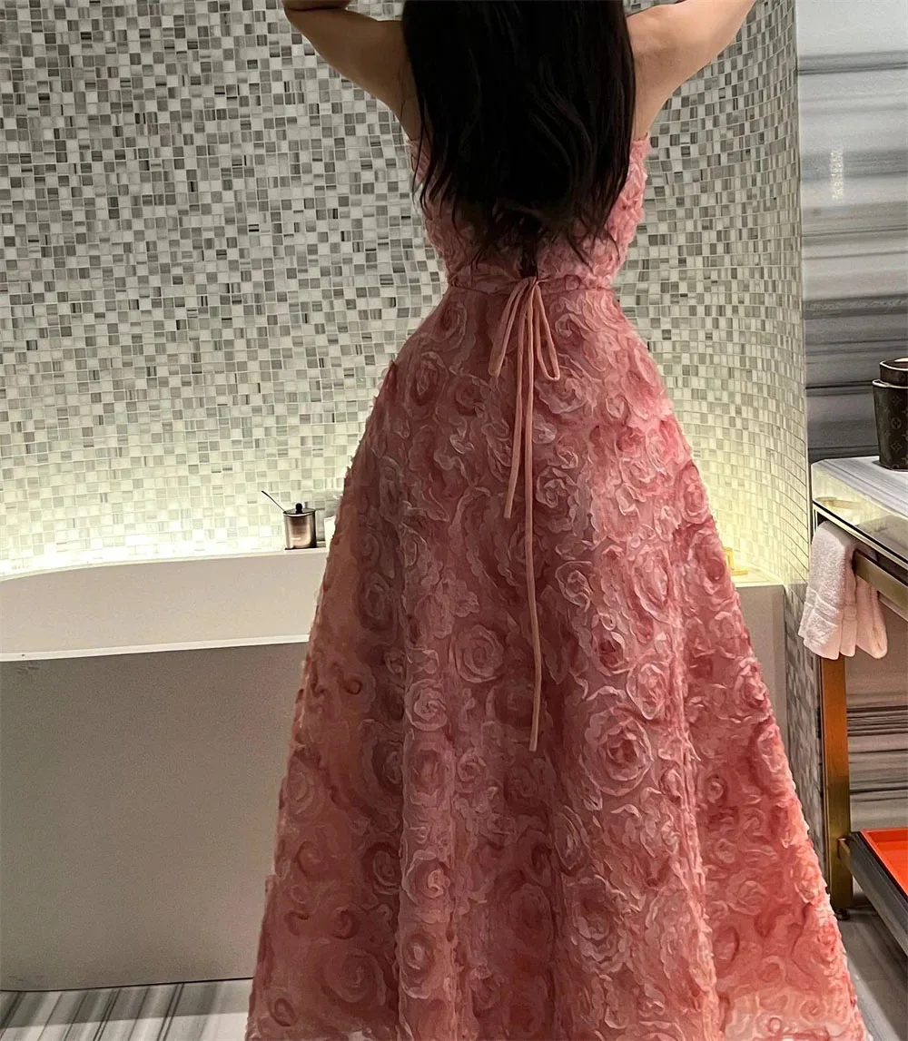 Prom Dress Strapless Women New 3D Roseleaf Fashion Evening Gowns formal occasion dresses