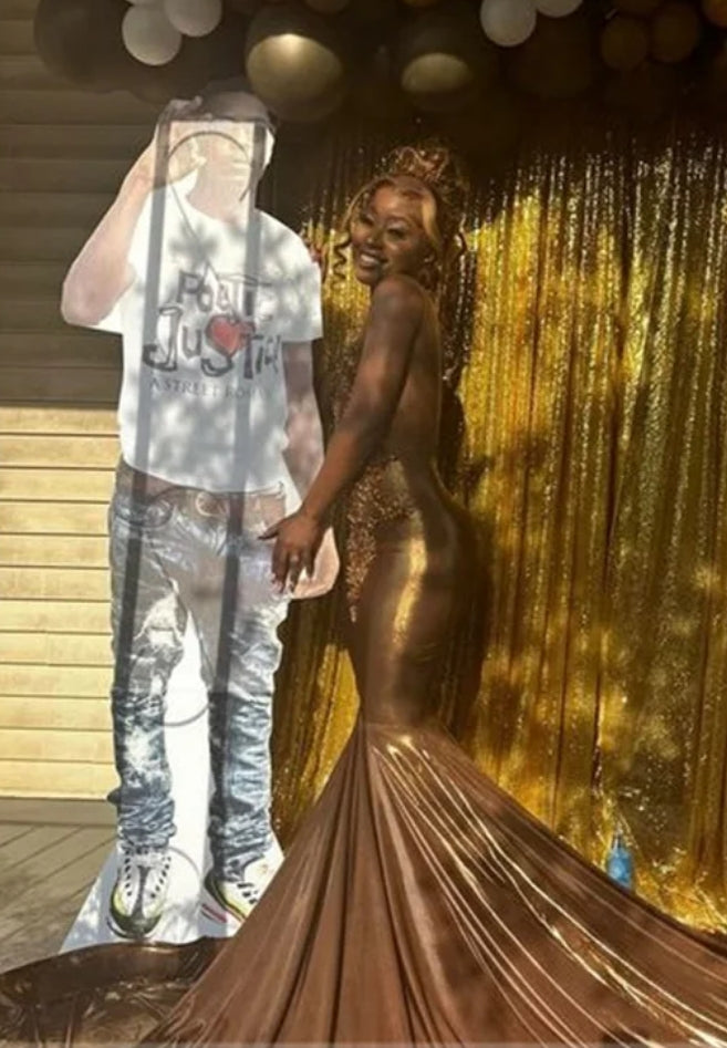 Sparkly Gold Diamonds Long Prom Dress Beads Crystals Rhinestones Court Train Glitter Birthday Party Wedding Reception