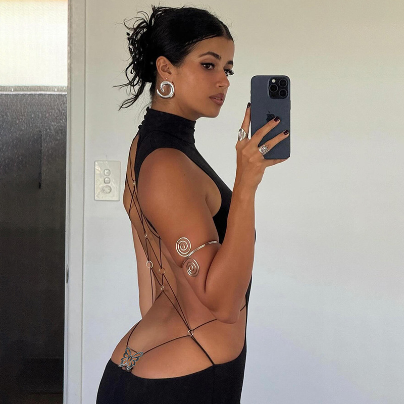 Summer New Style Hot Girl Long Dress Sexy Backless Bow Dress Elegant Sexy Party Dress Club Outfit