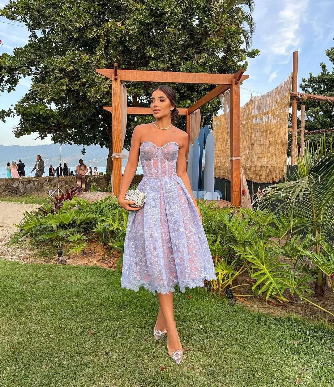 New Dinner Women Tight Top Dress Sexy Embroidered Lace Vintage Dress Wedding Dresses