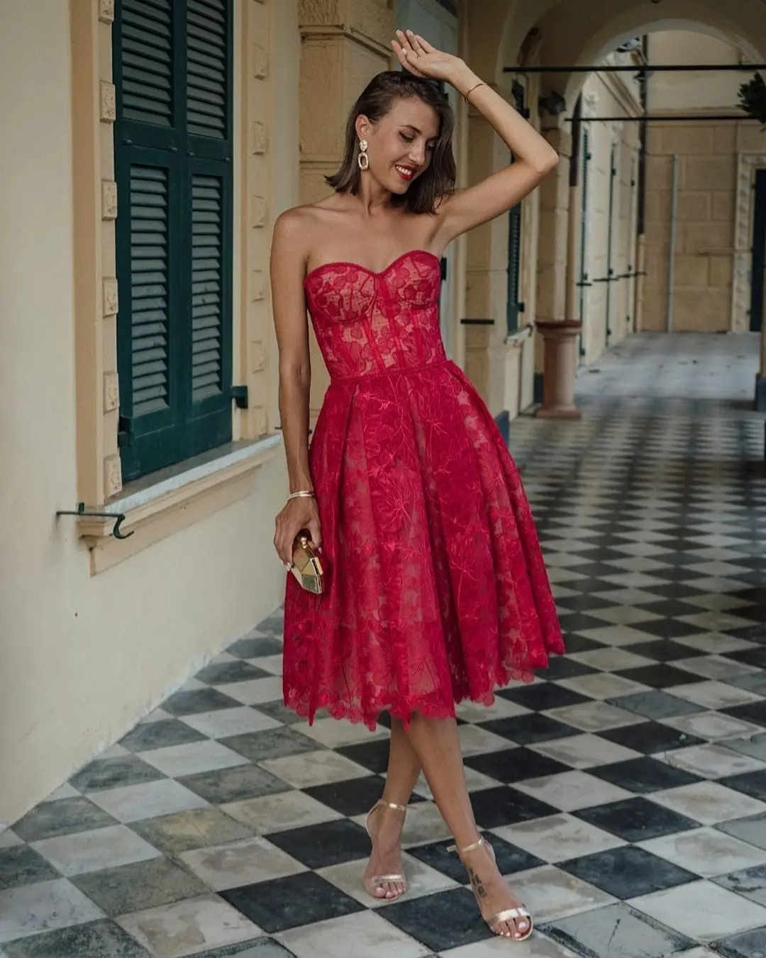 New Dinner Women Tight Top Dress Sexy Embroidered Lace Vintage Dress Wedding Dresses