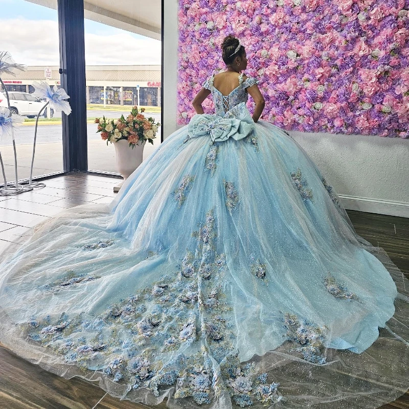 Sky Blue Quinceanera Dresses Sweet 15 16 Birthday Party Gown