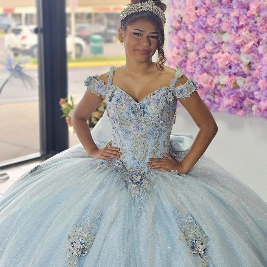 Sky Blue Quinceanera Dresses Sweet 15 16 Birthday Party Gown