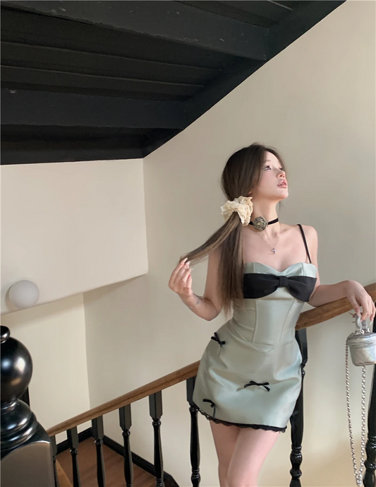 Summer New Off-shoulder Sexy Slim Lace Splicing Mini Dress