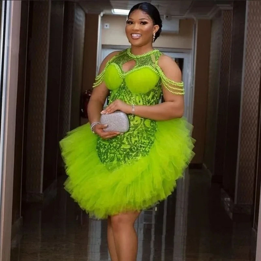 Off The Shoulder Beading Ruffle Tulle Sequins Lace Women Stuning Prom Gowns Wedding