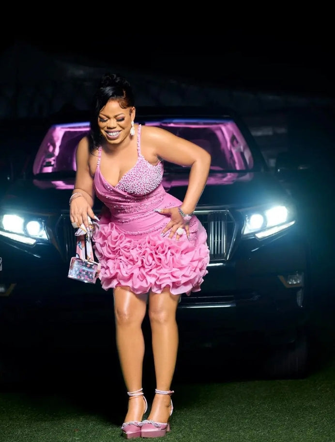 Pretty Baby Pink African Short Prom Dresses Custom Beaded Ruffled Black Girls Birthday Party Dress Aso Ebi Cocktail Gown