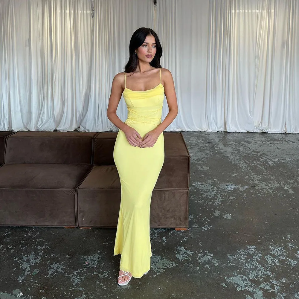 Yellow Simple Prom Gowns Satin Evening Dresses Prom Dress Modern Celebrity Gown Outfit Mermaid Party Dress