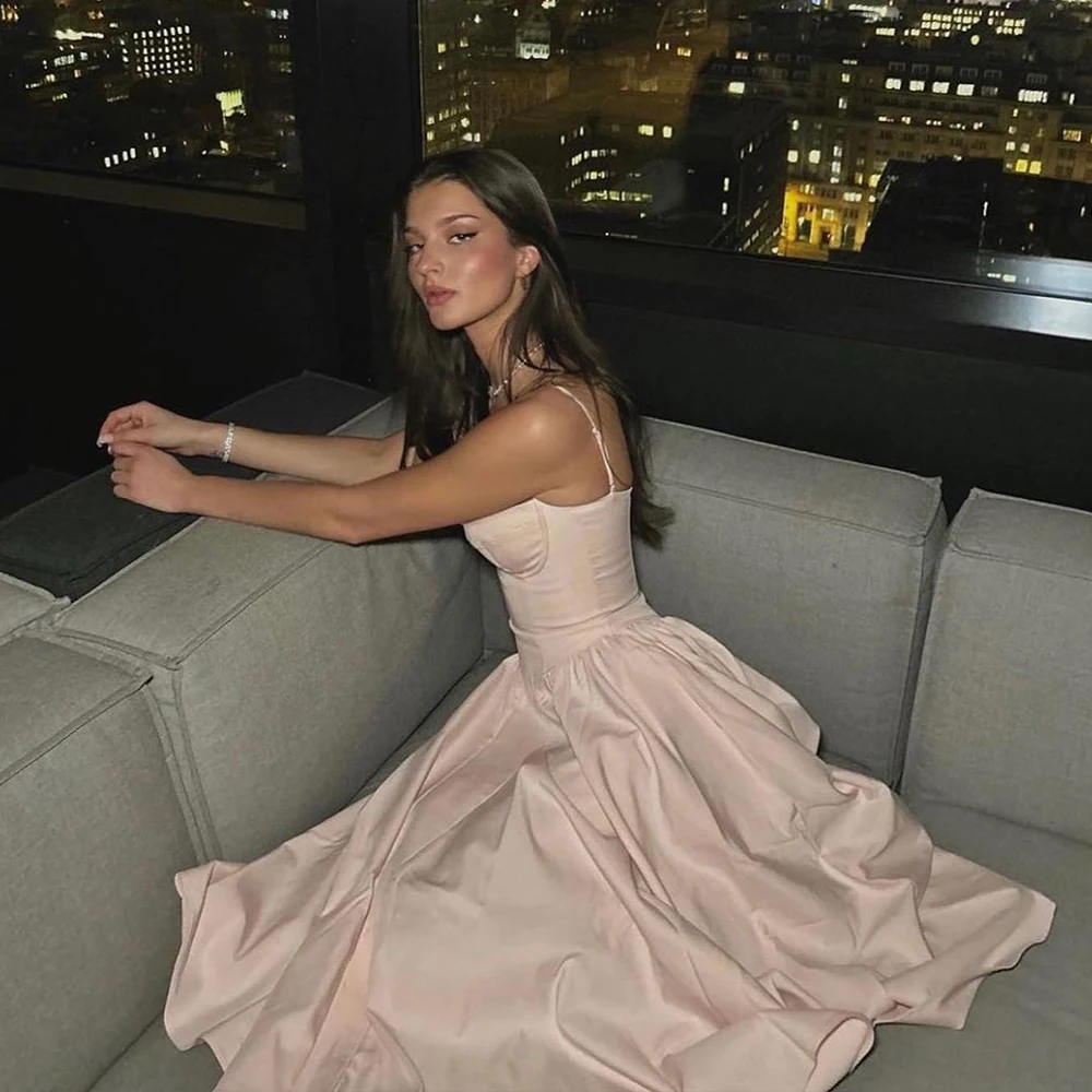 Pink Summer Dress New Arrivals Spaghetti Strap Elegant Midi Dress Sexy Women's Clothing