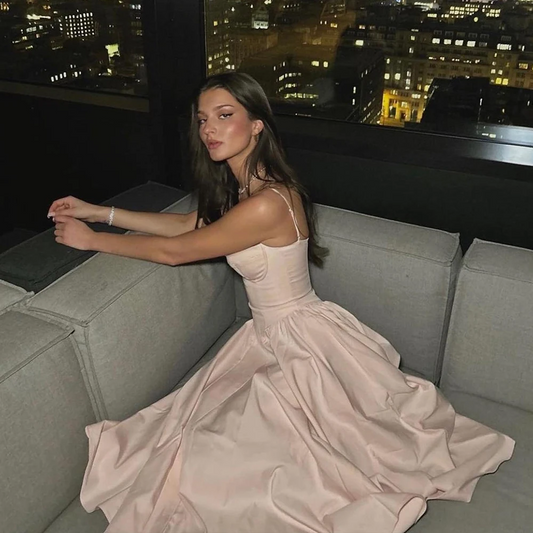 Pink Summer Dress New Arrivals Spaghetti Strap Elegant Midi Dress Sexy Women's Clothing