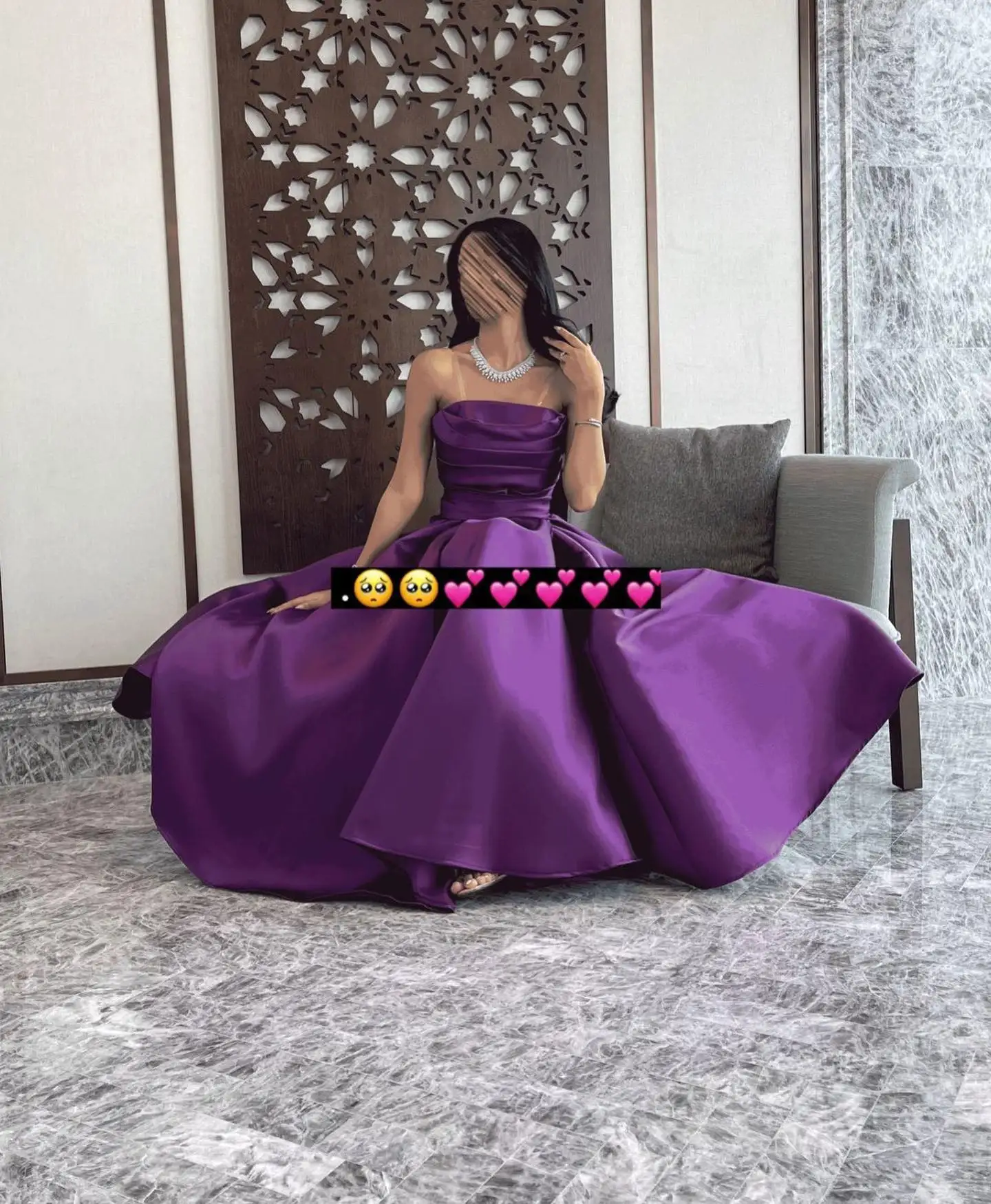 Elegant Off the Shoulder Evening Dress with Tiered Ruched A-Line Tea Length Satin Prom Dress High Quality