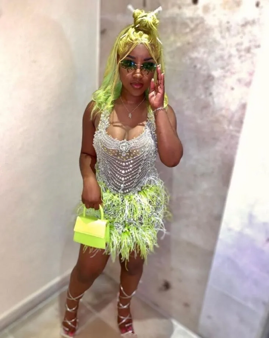 Luxury Short Prom Homecoming Dress Silver Diamond Crystal Black Girl Birthday Celebrity Gown Ostrich feather vestidos de fiesta