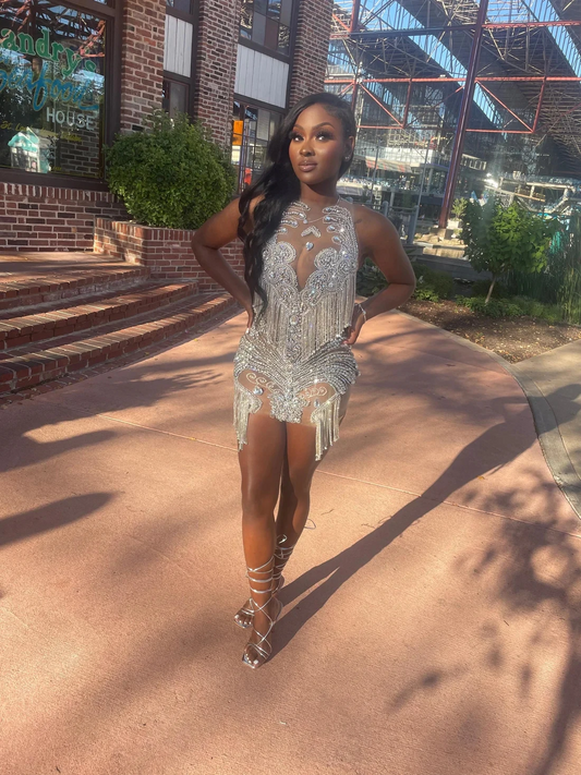 Luxury Silver Sheer Diamond Short Prom Dresses Black Girls Sexy Birthday Party Dresses African Mini Cocktail Dresses Homecoming