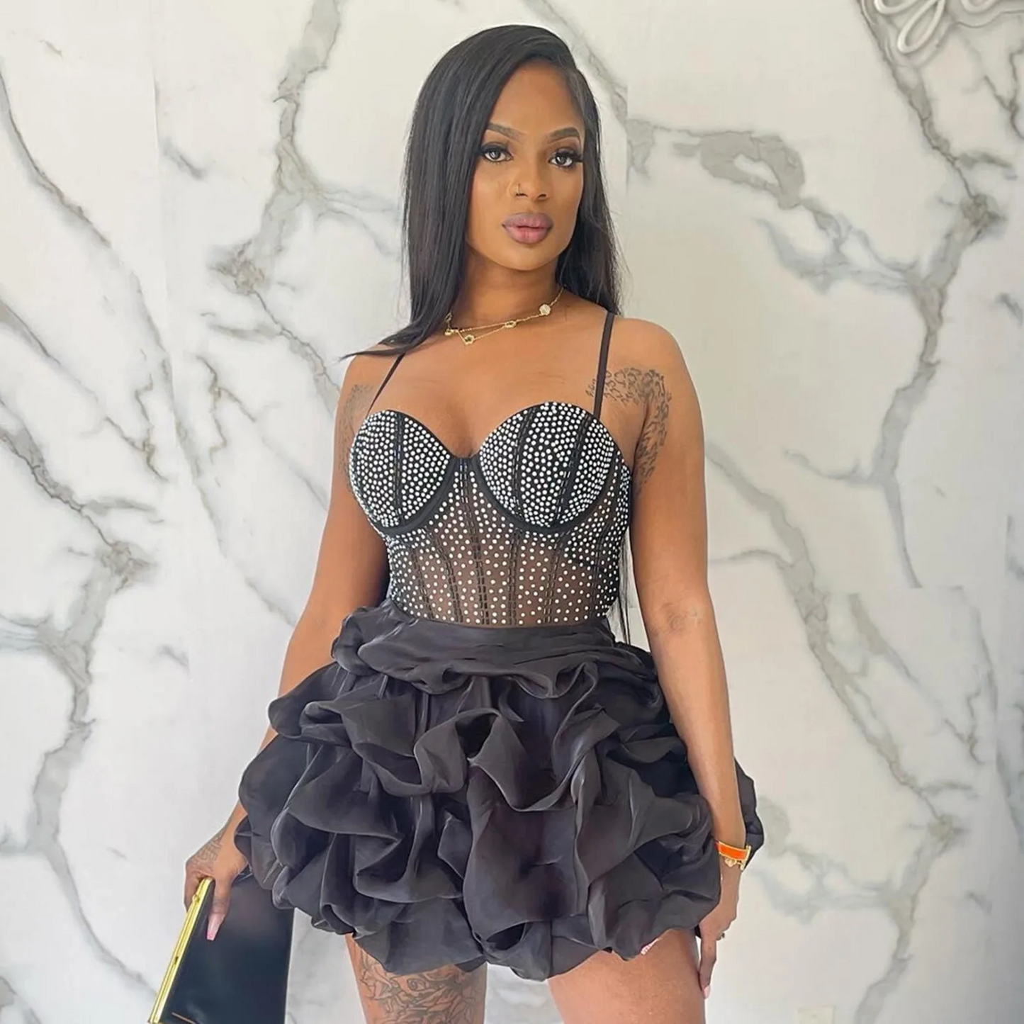 New Women Summer Strap Mesh Patchwork Diamonds Sexy Party Ball Gown Dresses Fashion Rhinestone Night Club Cake Dress White