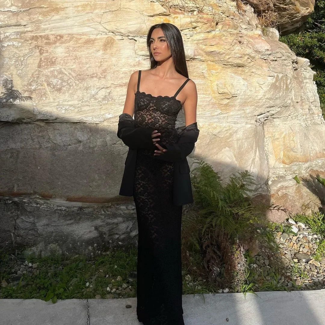 Summer New Fashion Women's Clothing Sexy Transparent Lace Dress Sleeveless