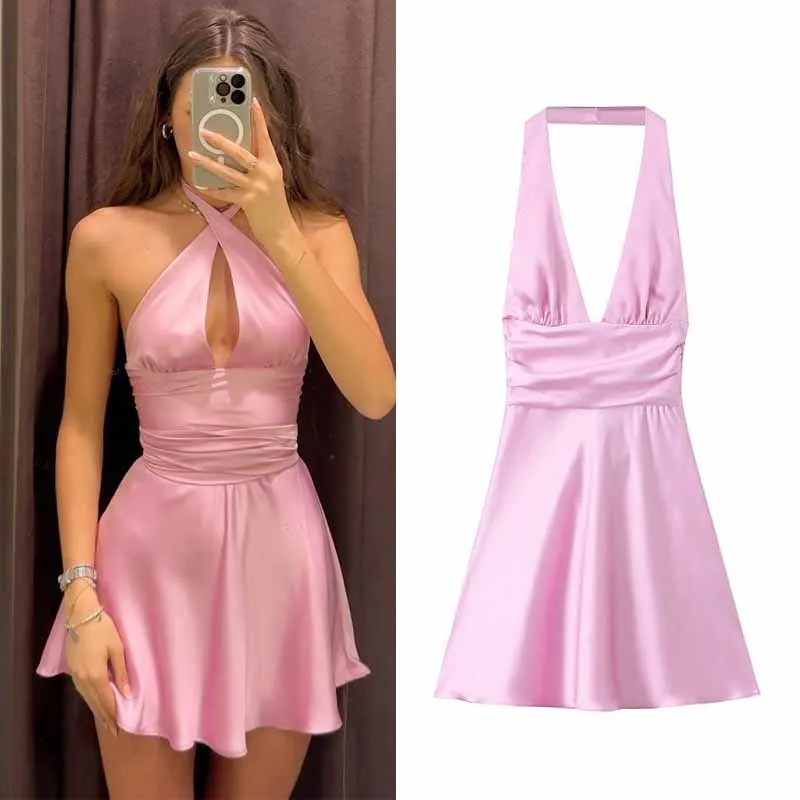 Halter Mini Women Dress Backless Butterfly Lace-Up Lady Dress New In Summer Fashion Sexy Party Dresses For Women