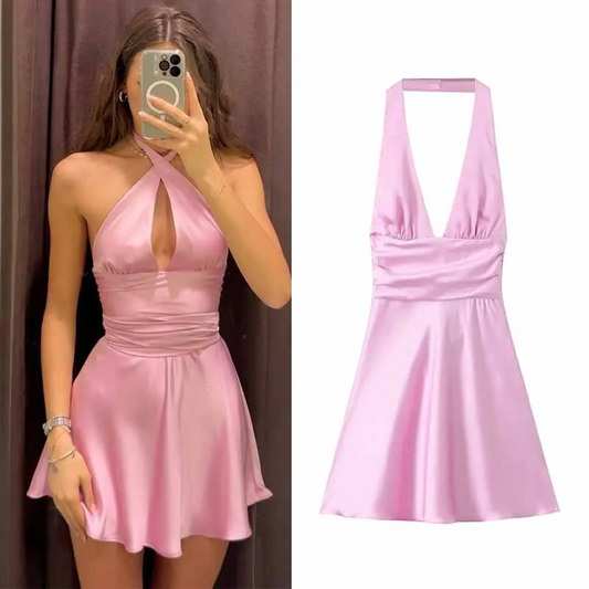 Halter Mini Women Dress Backless Butterfly Lace-Up Lady Dress New In Summer Fashion Sexy Party Dresses For Women