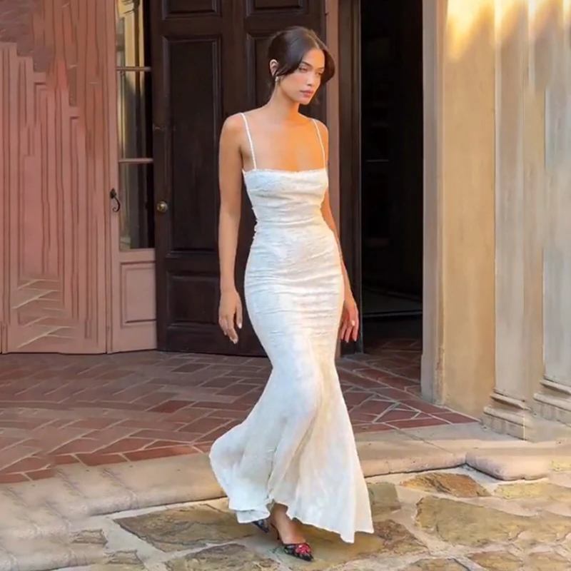 New Sexy Long Dress Fashion Square Collar Open Back