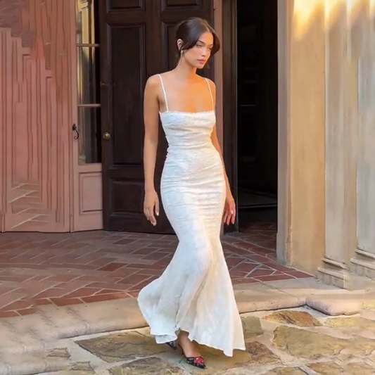 New Sexy Long Dress Fashion Square Collar Open Back