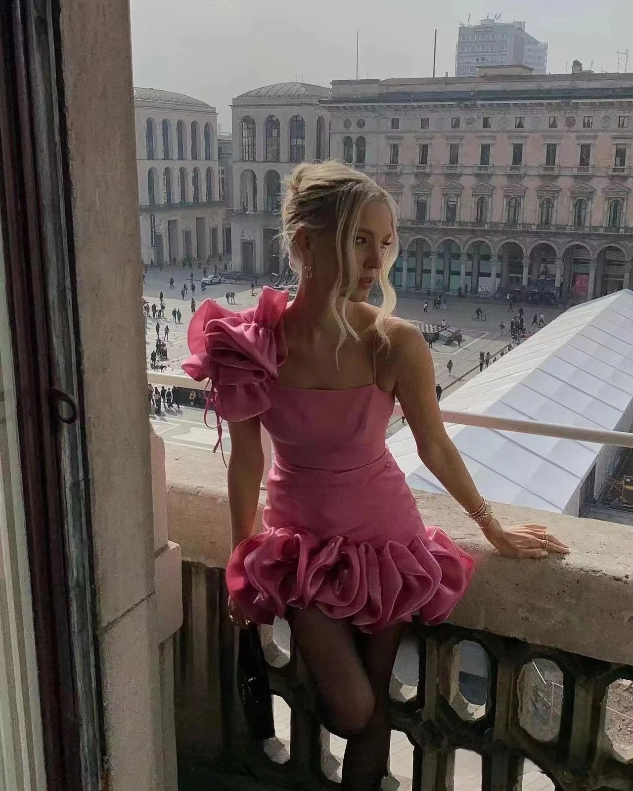 New Pink Color Women Sleeveless Sexy Square Collar Ruffles Bodycon Mini Dress Cute Birthday Party Cocktail Girls' Dress